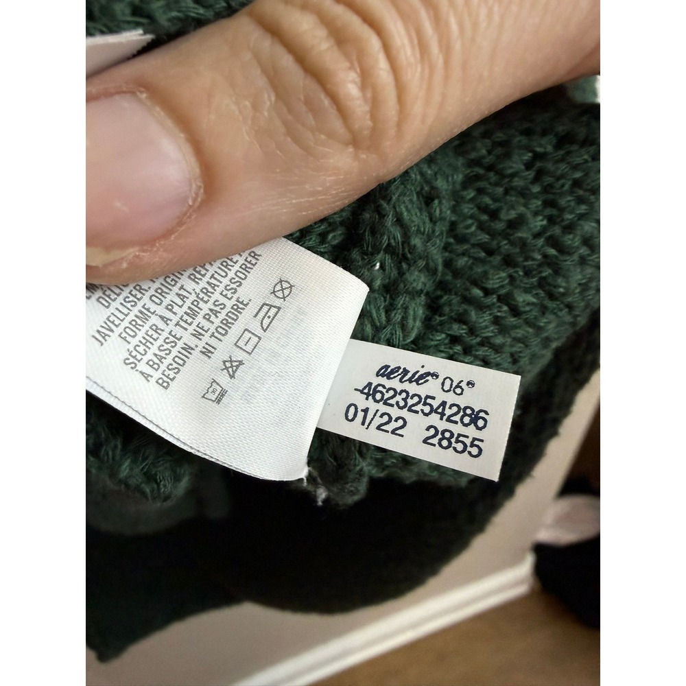 Aerie Oversized Voop Sweater Roll Neck Oversized Green Pullover Lounge Cozy - Picture 5 of 7